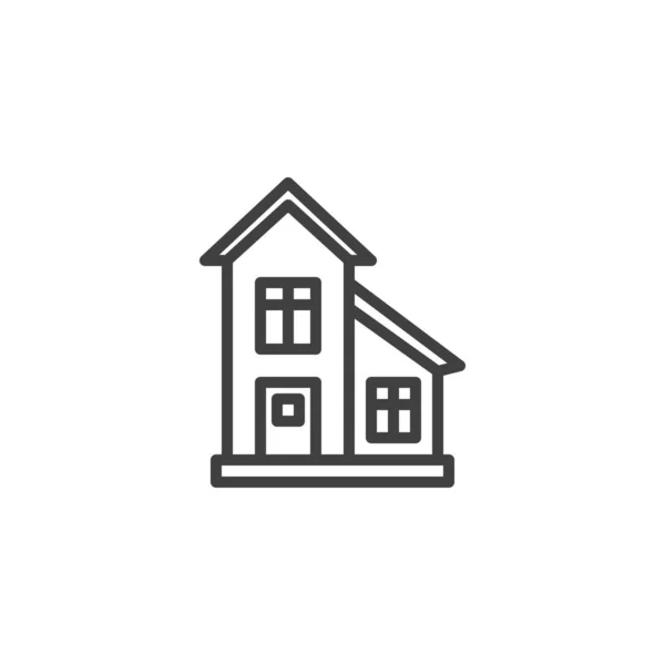 Townhouse, ícone de linha de construção de casa de campo — Vetor de Stock