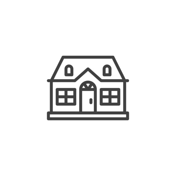 Cottage maison bâtiment ligne icône — Image vectorielle