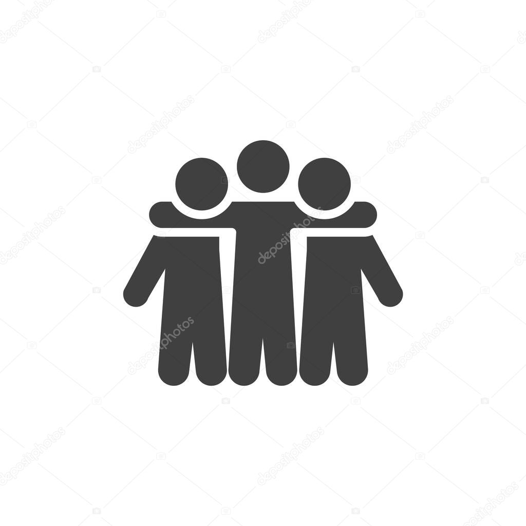 Family reunion solid vector icon. A glyph icon showing hugging figures, symbolizing unity, gatherings, and emotional family connections. Ideal sign and symbol.