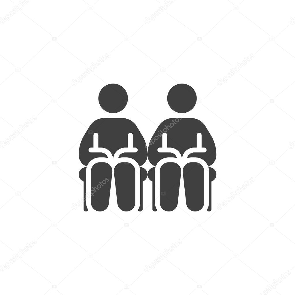 Support group solid vector icon. A glyph icon of people seated in a circle, representing therapy, emotional help, and social connection sign and symbol.