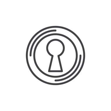 Anahtar deliği erişim çizgisi simgesi. Dairesel kilit deliğinin ana vektör simgesi parola, giriş, güvenlik ve mahremiyeti temsil ediyor. Kilit ve veri korumanın sembolü.