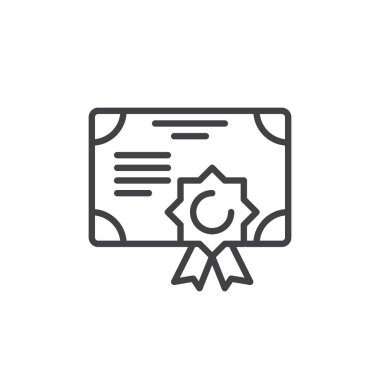 Sertifika SSL satır simgesi. Doğrulanmış belge, güven ve gizlilik korumasını sembolize eden taslak vektör simgesi. Güvenlik onayı ve kimlik doğrulama işareti.