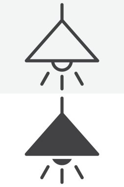 Avize lambası farklı stil simge paketi. Çizgi ve kabartma versiyonu, taslak ve katı vektör işareti, logo sembolü. Düzenlenebilir vuruş avize simgesi seti.