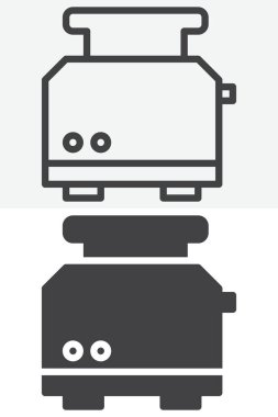 Tost makinesi farklı stil simge seti. Çizgi çizgisi ve tostlu sert kabartma aygıtı. Kahvaltı UI tost makinesi simgesi için düzenlenebilir felç vektör işareti ve sembol.