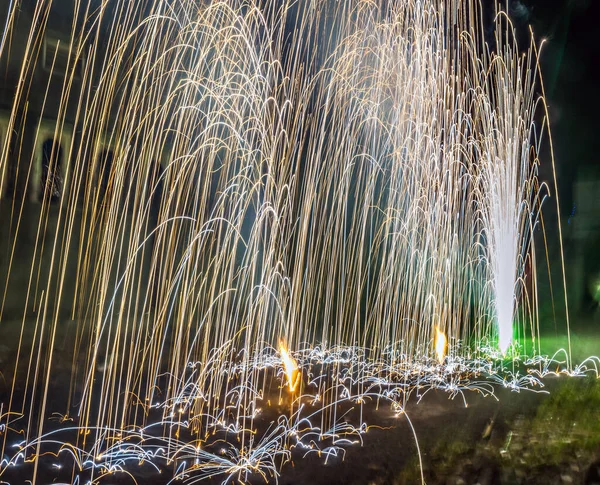 Imagem Lenta Obturador Fogos Artifício Deepavali Maharashtra Índia — Fotografia de Stock