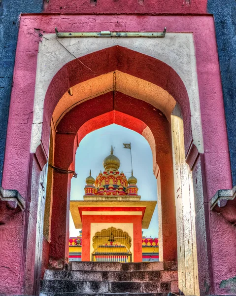 Kolorowe Wejście Najstarszej Struktury Dziedzictwa Pune Maharashtra Indie Parvati Mahadeo — Zdjęcie stockowe