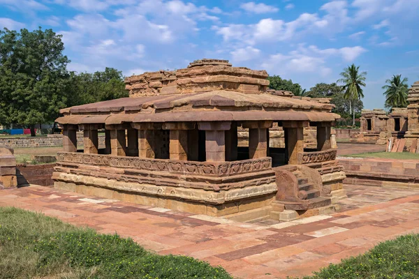 Starověký Kamenný Chrám Století Aihole Karnataka Indie Vynikající Sochařský Pomník — Stock fotografie