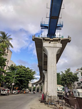 Pune, Hindistan-22 Temmuz 2019: Metro demiryolu Carridor çalışmalarını geliştirdi.