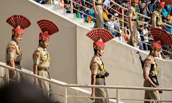 Amritsar Punjab India Abril 2019 Personal Fuerza Seguridad Fronteriza Marchando —  Fotos de Stock