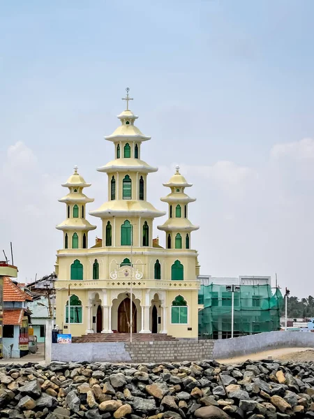 Igreja São Xavier Com Fundo Azul Céu Kanyakumari Índia — Fotografia de Stock