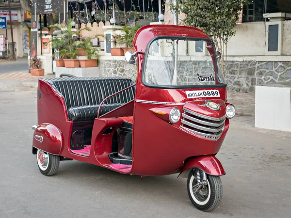 Pune Maharashtra Inde Janvier 2017 Autorikshaw Trois Roues Couleur Rouge — Photo