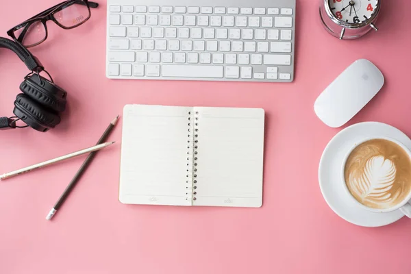 Vue Dessus Travail Dans Nouveau Bureau — Photo