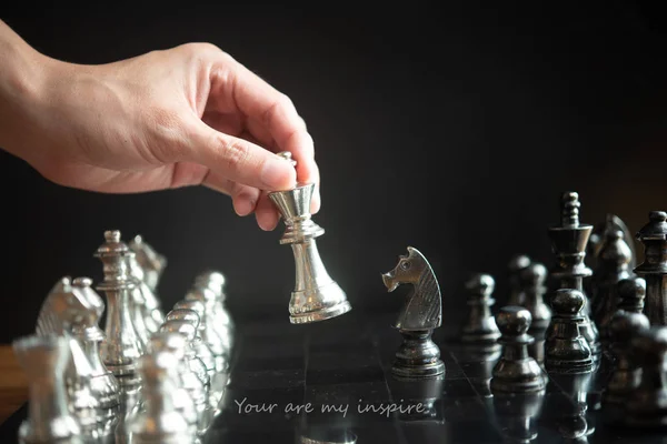 Satranç Oyun Rekabet Kavramı Satranç Lider Karar Oyunu Kavramı Dikkatli — Stok fotoğraf