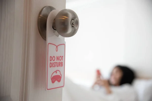 Disturb Sign Hotel Room Door — Stock Photo, Image