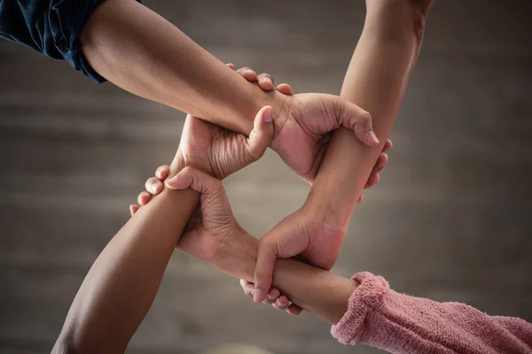 Poder Del Trabajo Equipo Sinergia Del Equipo Para Construir Apoyo —  Fotos de Stock