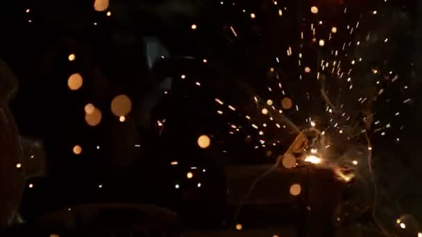Super Slow Motion Footage Welding Person — Stock Video