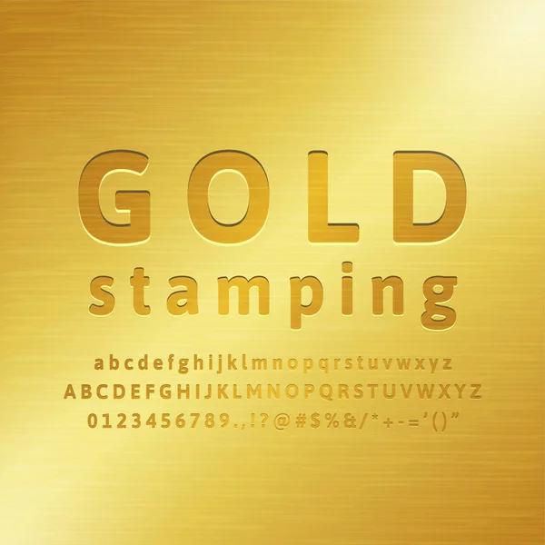 3D алфавіту золотом, тиснення ефект шрифту — стоковий вектор