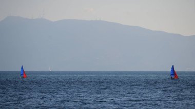 Toskana, İtalya, regatta yarışmacı içinde bir güzel bay, Akdeniz