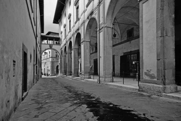 Perspektivikus Kilátás Logge Vasari Ősi Portico Arezzo Régi Központ — Stock Fotó