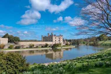 Leeds castle and lake in Kent United Kingdom clipart