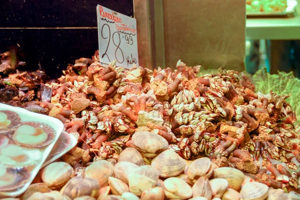 Seafood on display in Barcelona market — Stock Photo, Image