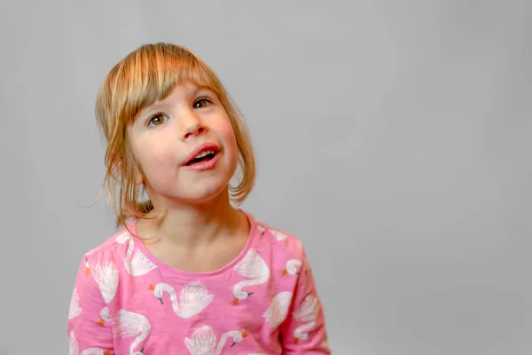 Preschool girl studio portrait on clean background — Stock Photo, Image