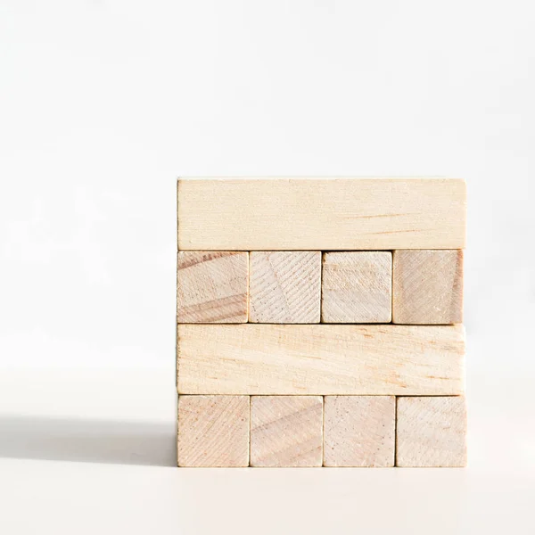 Wood Blocks White Background Front View — Stock Photo, Image