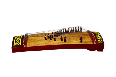 Zhetygen Türk halk Mızraplı müzik aleti izole yan görünüm