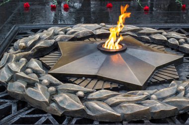 Almaty, Kazakhstan - February 15, 2019 - Eternal flame star - symbol of victory in World War II clipart