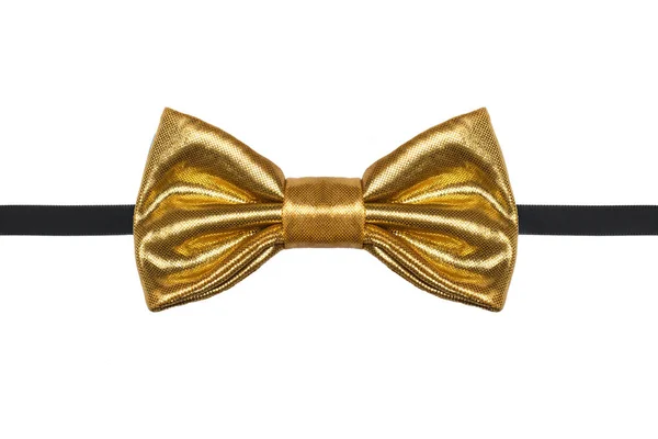 Gold bow tie close up geïsoleerd op witte achtergrond — Stockfoto