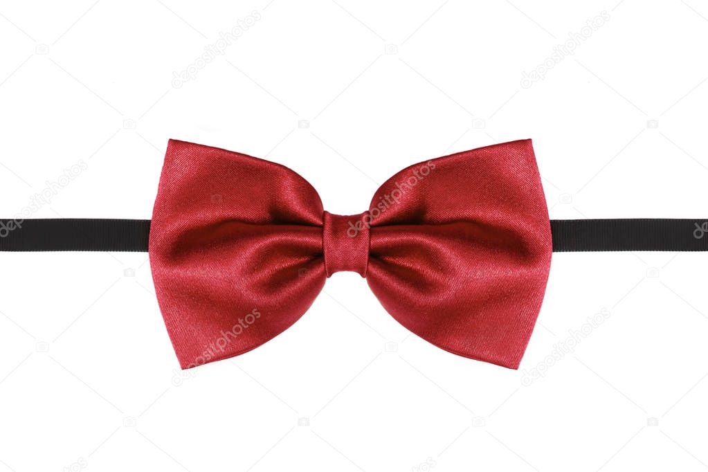 Red bow tie close up isolated on white background