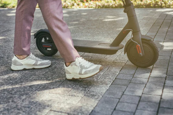 Eco friendly transport electro scooter city transport ride — Stock Photo, Image