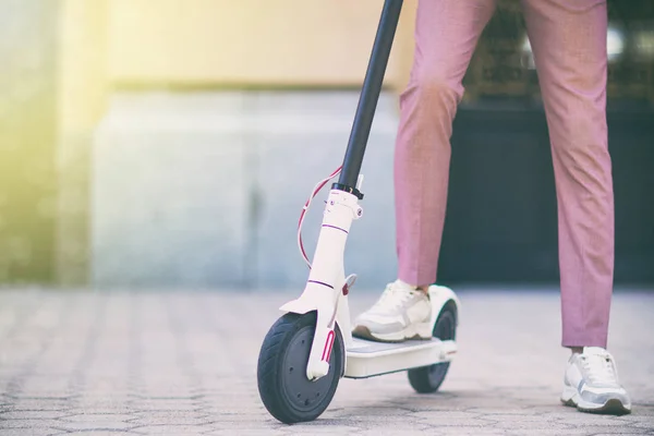 Eco friendly transport electro scooter city transport ride — Stock Photo, Image