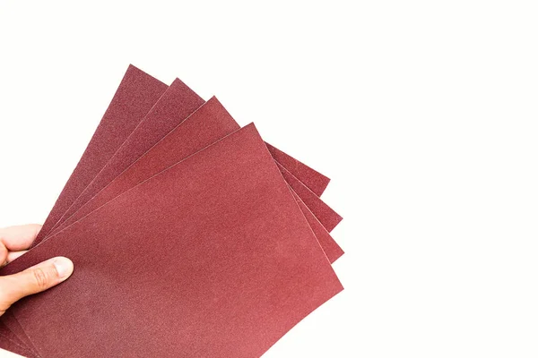 Sandpaper Hand Isolated White Background — Stock Photo, Image