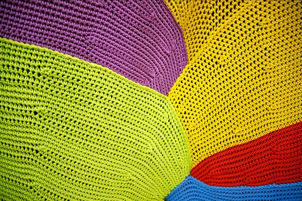 Crochet Pattern Close Simple Colorful Knitting Pattern Background — Stock Photo, Image