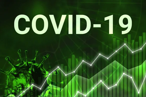 Ilustração Verde Infecção Global Covid Crescente Fundo Coronavírus Gráfico Conceito — Fotografia de Stock