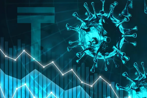 Kazahsztáni Tenge Covid Pénzügyi Válság Koncepció Pick Stock Marketing Coronavirus Jogdíjmentes Stock Fotók