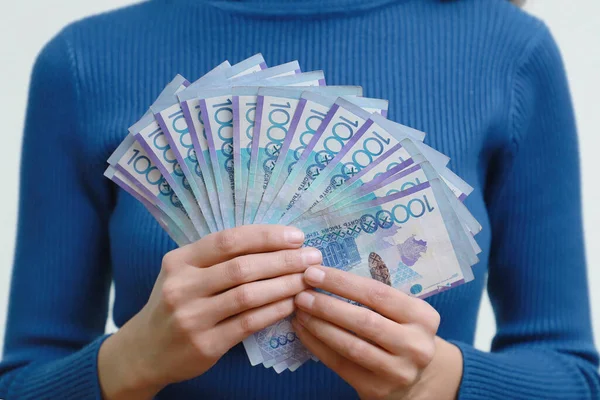 Kazajstán Dinero Tenge Fondo Una Persona Valor Nominal Diez Mil —  Fotos de Stock