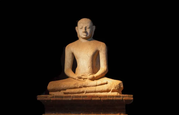 Buddha Statue Light Black Background — Stock Photo, Image