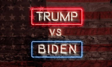 Cumhurbaşkanlığı Siyasi Grafik Sanatı Neon İşareti Kozu Biden 'a Karşı