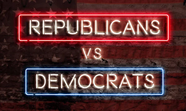 Elnöki Választás Politikai Grafikai Art Neon Sign Republicans Demokraták Jogdíjmentes Stock Képek