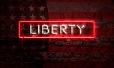 Kelime Sanatı Özgürlüğü Amerikan Bayrağı Grunge Tuğla Duvarı Pop Sanatı