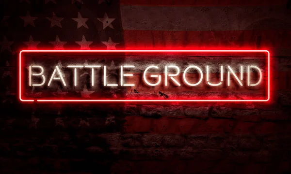 Political Graphic Battle Ground State Election American Flag Neon Sign — Stock Photo, Image