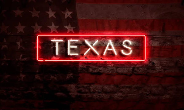 Texas State Pop Art Word Neon Sigh American Flag Grunge — Stock Photo, Image