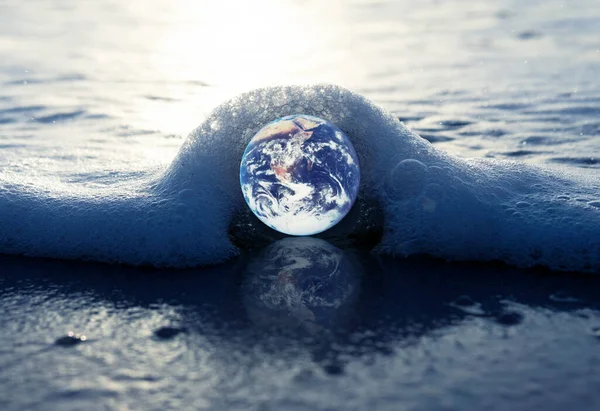 Dünya 'nın Kavramsal Sanatı Okyanusu Küresel Isınma Yeşil Ev Gaz Suyu Konsepti