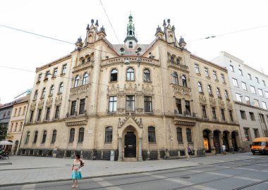Brno, Çek Cumhuriyeti - Ağustos 2017 yaklaşık: sokak görünümü Çek Cumhuriyeti Brno şehrinde şehir merkezinin