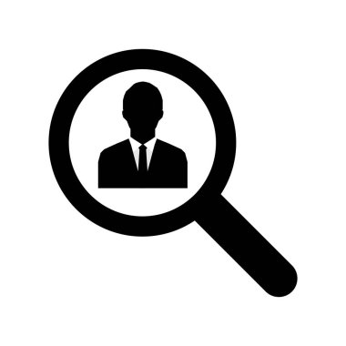 Büyüteç insan simgesi arıyor, çalışan arama sembolü konsepti, kafa avı, 