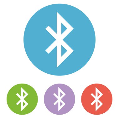 Bluetooth işaret simgesi. Mobil ağ sembolü. Veri transferi. Belge, bilgi ve tik simgelerini kontrol et.