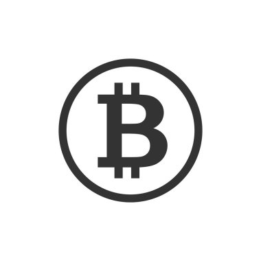 Bitcoin simgesi seti. Şifreli para birimi sembolü. Engelleme zinciri. Kripto para birimi