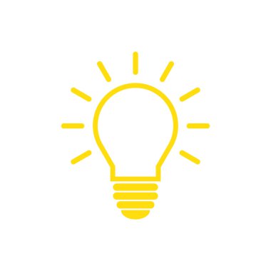 Lamba simgesi vektörü. Ampul simgesi vektörü. Fikir simgesi. Çözüm sembolü. Parlak fikir sembolü. Web desaini için modada düz lamba simgesi.